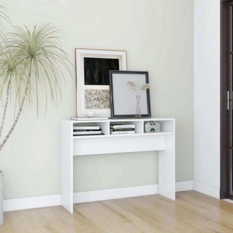 Mesa consola de aglomerado blanco 105x30x80 cm