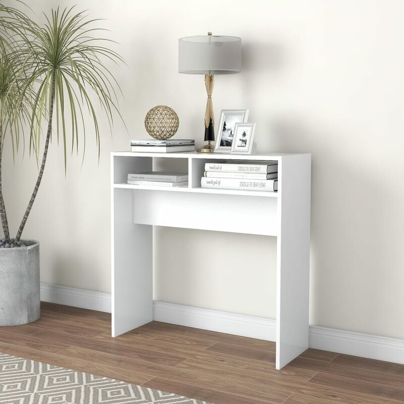 

Mesa consola de aglomerado blanco 78x30x80 cm