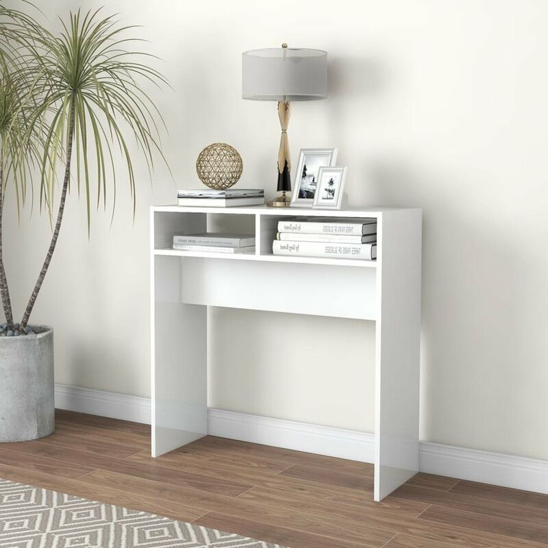 

Mesa consola de aglomerado blanco brillante 78x30x80 cm