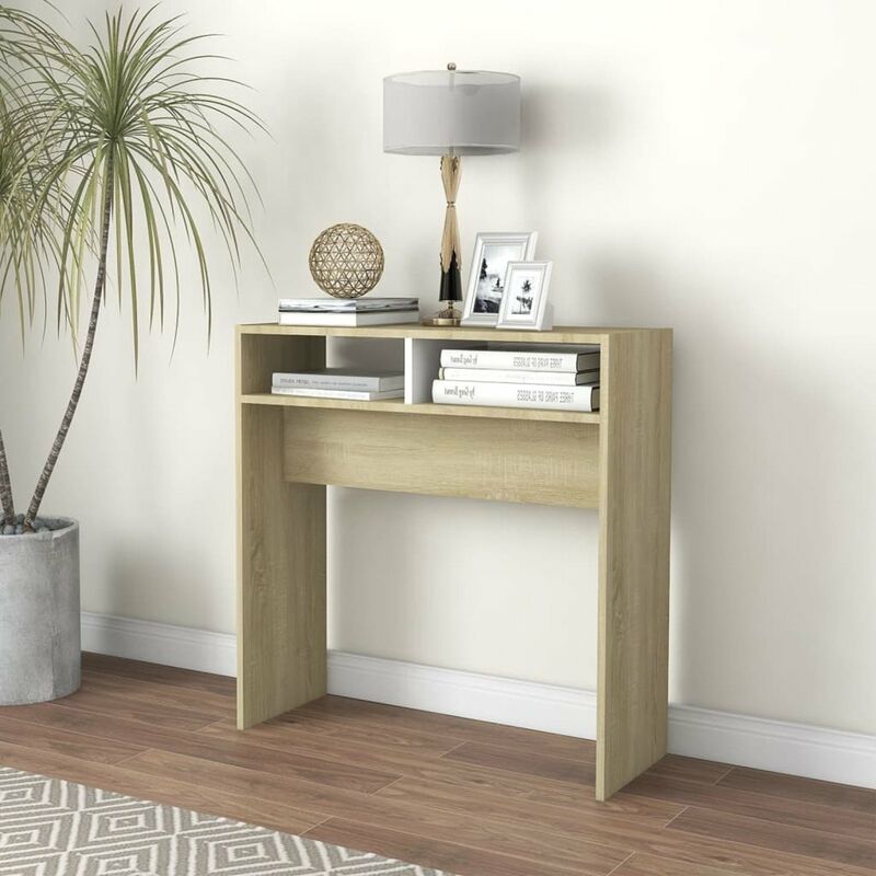 

Mesa consola de aglomerado blanco roble Sonoma 78x30x80 cm