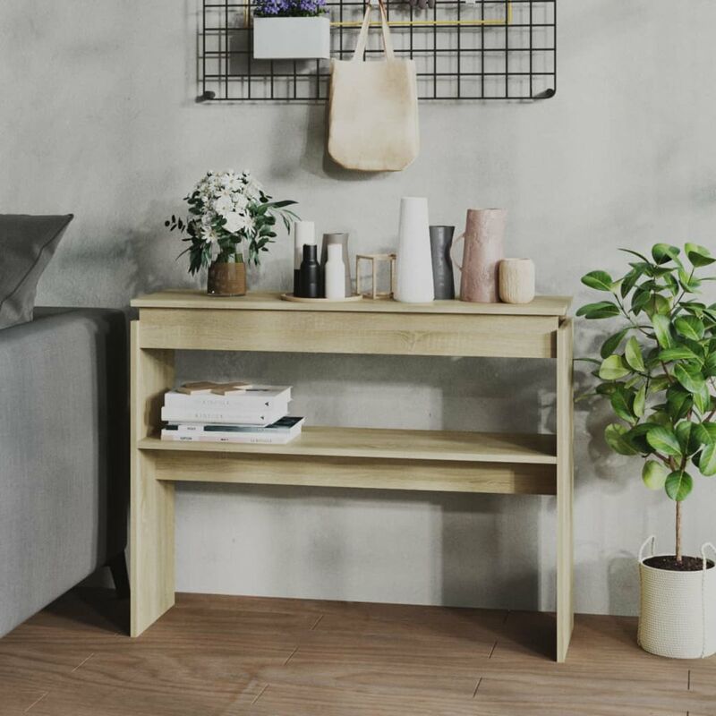 

Mesa consola de aglomerado color roble Sonoma 102x30x80 cm