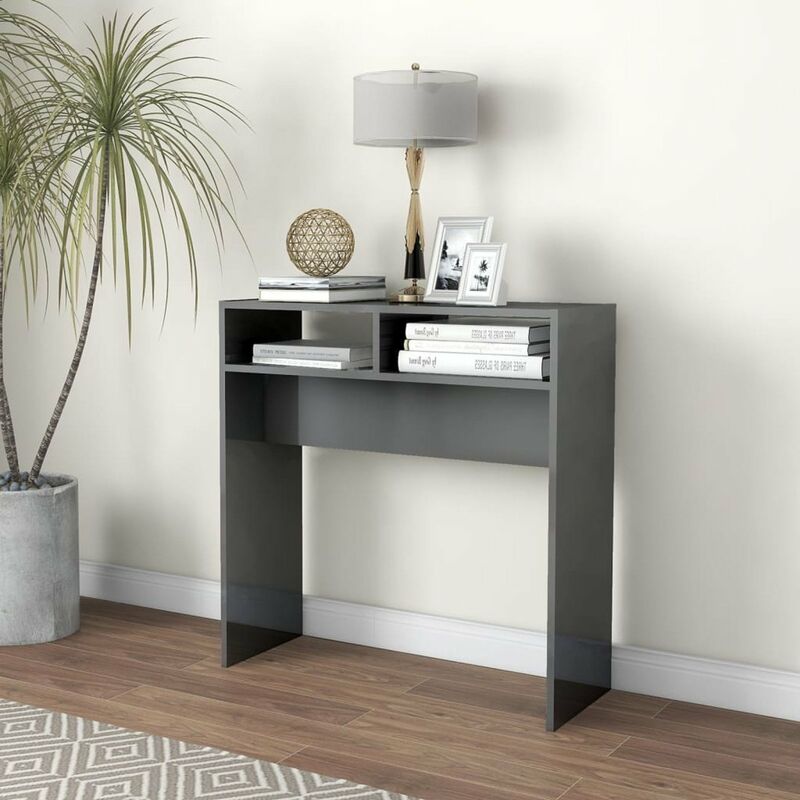 

Mesa consola de aglomerado gris brillante 78x30x80 cm