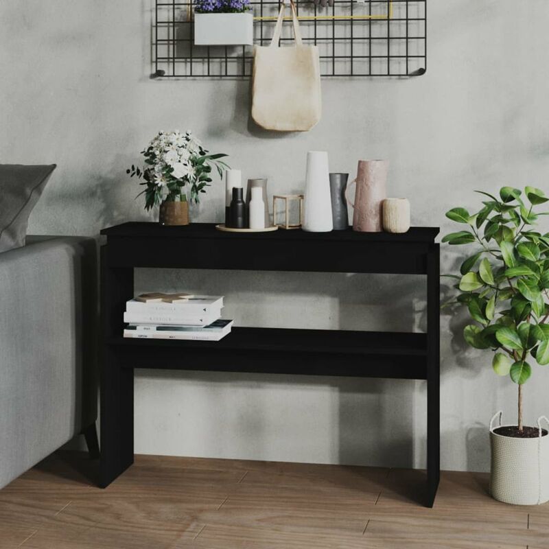 

Mesa consola de aglomerado negro 102x30x80 cm