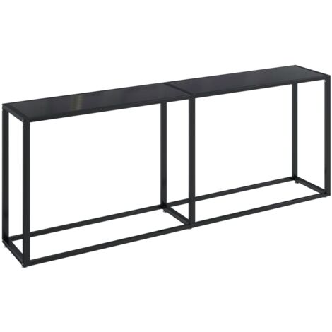 Mesa consola de entrada funcional y elegante 200 x 35 x 75,5 cm vidrio templado negro y acero DEC032135