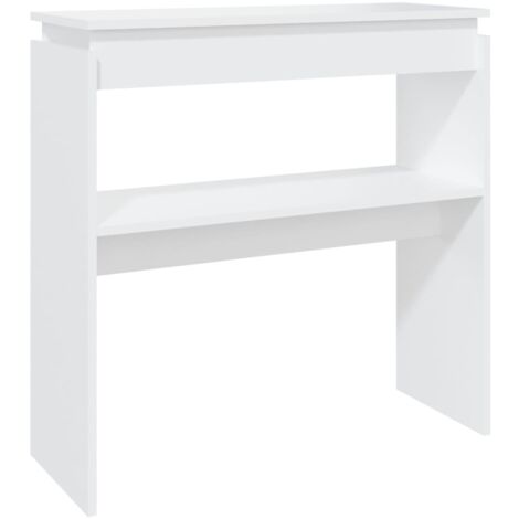 Mesa consola de entrada funcional y elegante con estante 80 x 30 x 80 cm madera contrachapada blanca DEC031716