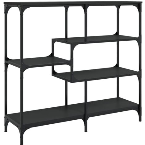 Mesa consola de entrada funcional y elegante con estantes 103 x 32 x 95 cm madera contrachapada negra y metal DEC032093