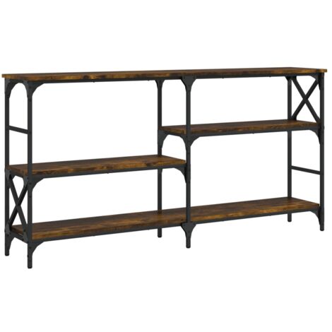 Mesa consola de entrada funcional y elegante con estantes 150 x 29 x 76,5 cm madera contrachapada y metal DEC031787