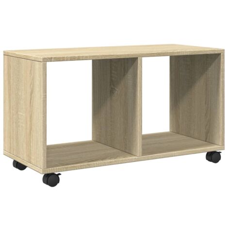 Mesa consola de entrada funcional y elegante con ruedas 72 x 33 x 42,5 cm madera contrachapada color roble DEC031387
