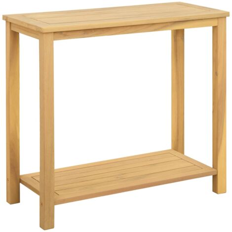 Mesa consola de jardín con estante Acacia clara 80 x 35 x 75 cm