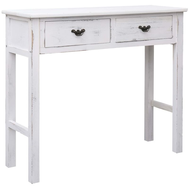 

Mesa consola de madera blanco antiguo 90x30x77 cm - Blanco