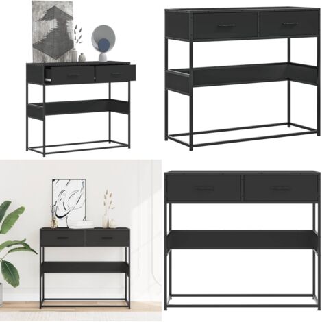 Mesa consola de madera contrachapada negro 90x35x80 cm - Almacenamiento - Madera contrachapada