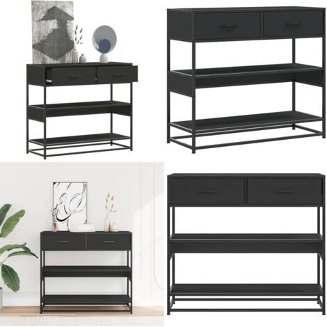 Mesa consola de madera contrachapada negro 90x35x80 cm - Almacenamiento - Madera contrachapada