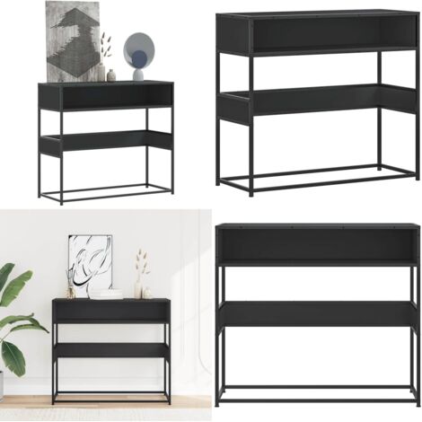 Mesa consola de madera contrachapada negro 90x35x80 cm - Almacenamiento - Madera contrachapada