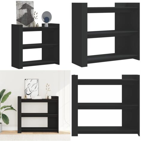 Mesa consola de madera de ingeniería negra 100x35x90 cm - Madera de ingeniería - Mesa de almacenamiento