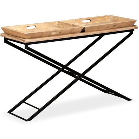 Mesa consola de madera de mango maciza 130x40x80 cm vidaXL