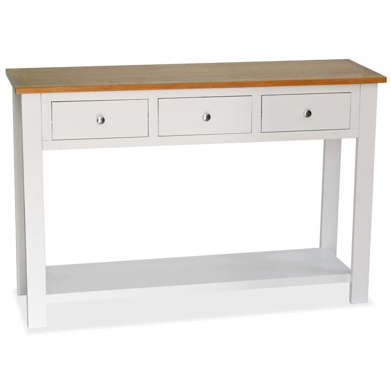 

Mesa consola de madera de roble maciza 118x35x77 cm - Blanco