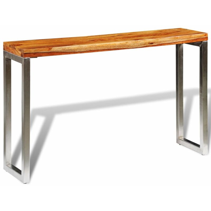

Mesa consola de madera de sheesham maciza y patas de acero