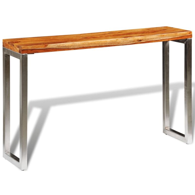 

Mesa consola de madera de sheesham maciza y patas de acero