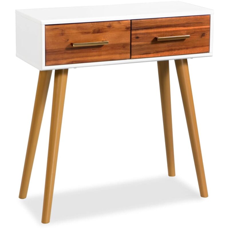 

vidaXL Mesa consola de madera maciza de acacia 70x30x75 cm - Blanco