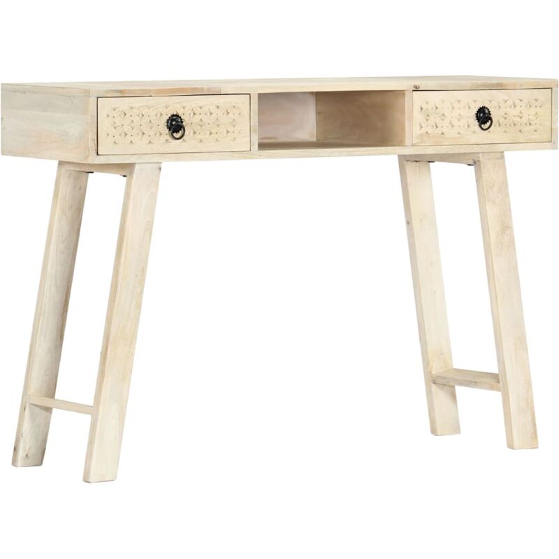 

Mesa consola de madera maciza de mango 110x35x76 cm - Blanco - Vidaxl