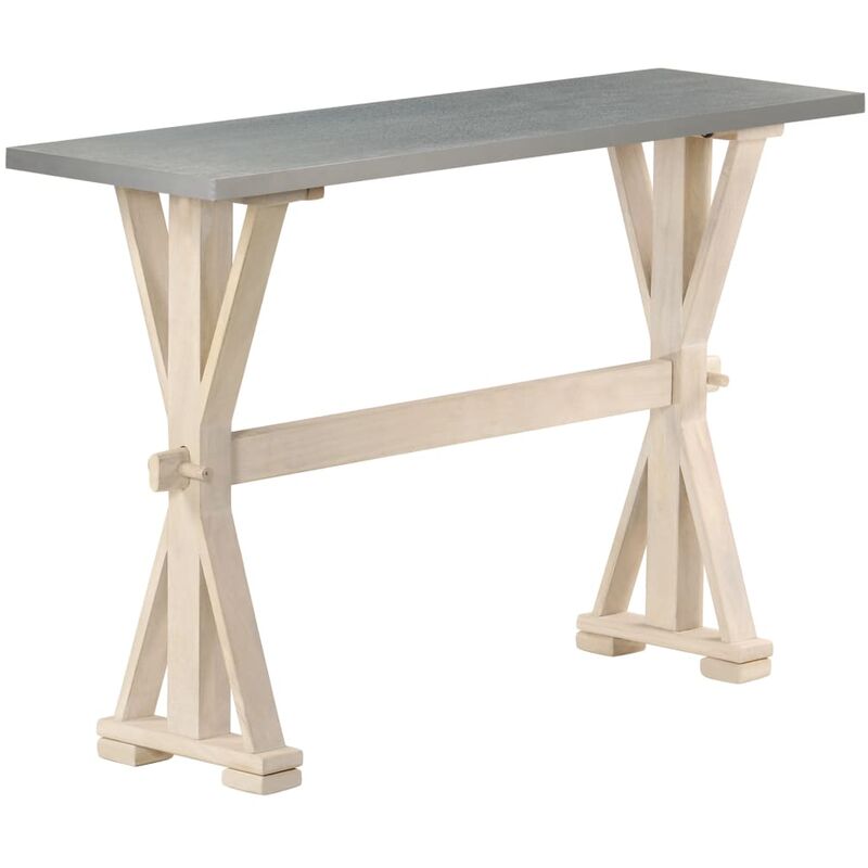 

Mesa Consola de Madera de Mango con Superficie de Zinc Blanco - Marrón - Vidaxl