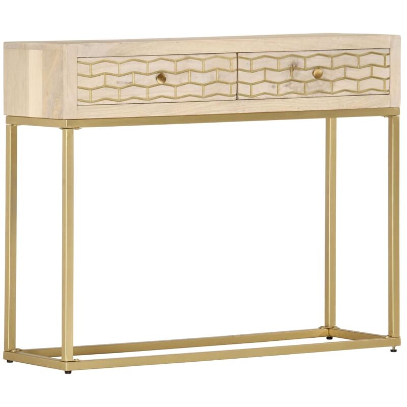 

Mesa consola de madera maciza 90x30x75 cm mango dorado - Oro - Vidaxl