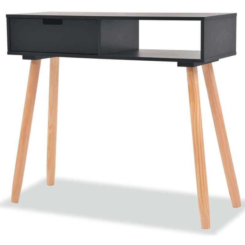 

Mesa consola de madera maciza de pino 80x30x72 cm negra - Negro