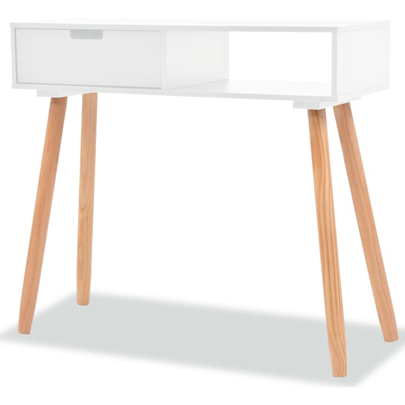 

Mesa consola de madera maciza de pino blanca 80x30x72 cm - Blanco
