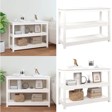 Mesa consola de madera maciza de pino blanco 110x40x74 cm - Mesa de entrada - Mesa decorativa