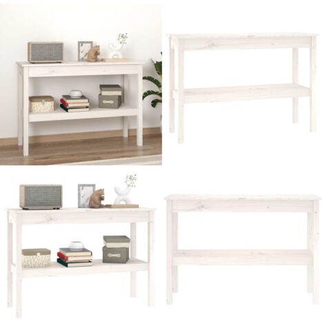 Mesa consola de madera maciza de pino blanco 110x40x75 cm - Madera de pino - Mesa de recibidor