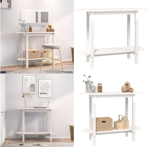Mesa consola de madera maciza de pino blanco 110x40x80 cm - Madera de pino - Mesa de recibidor