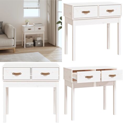 Mesa consola de madera maciza de pino blanco 76,5x40x75 cm - Madera de pino - Mesita decorativa