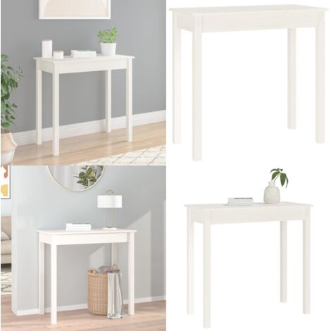 Mesa consola de madera maciza de pino blanco 80x40x75 cm - Madera de pino - Mesa de madera