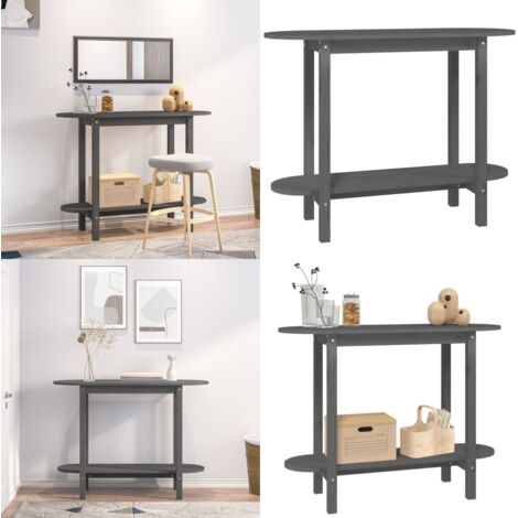 Mesa consola de madera maciza de pino gris 110x40x80 cm - Madera de pino - Mesa de almacenamiento