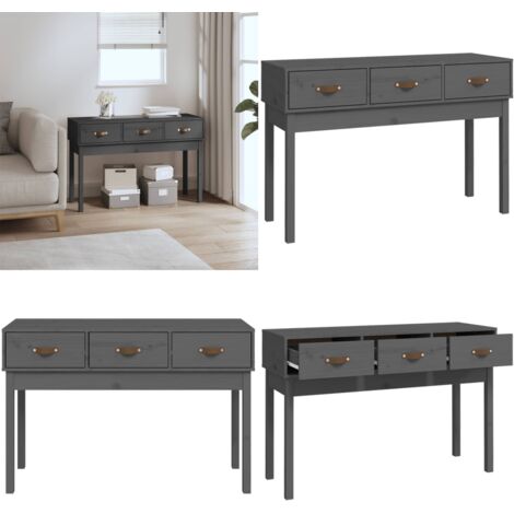 Mesa consola de madera maciza de pino gris 114x40x75 cm - Mesa de madera - Mesa de pasillo