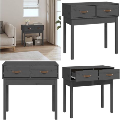 Mesa consola de madera maciza de pino gris 76,5x40x75 cm - Mesa de madera - Mesa de pasillo