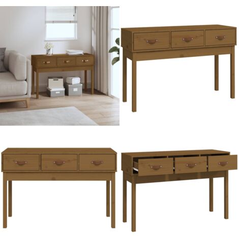 Mesa consola de madera maciza de pino marrón miel 114x40x75 cm - Madera maciza - Pino