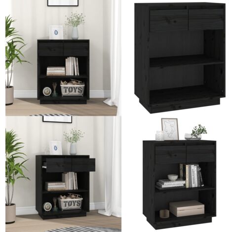Mesa consola de madera maciza de pino negro 60x34x75 cm - Madera de pino - Almacenamiento