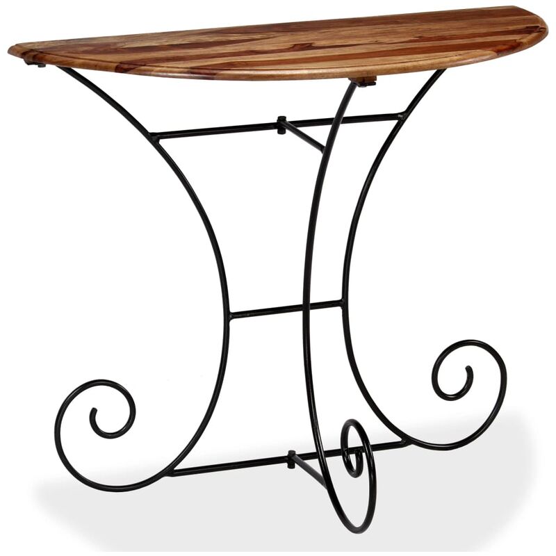 

vidaXL Mesa consola de madera maciza sheesham semicircular 90x45x75 cm - Marrón