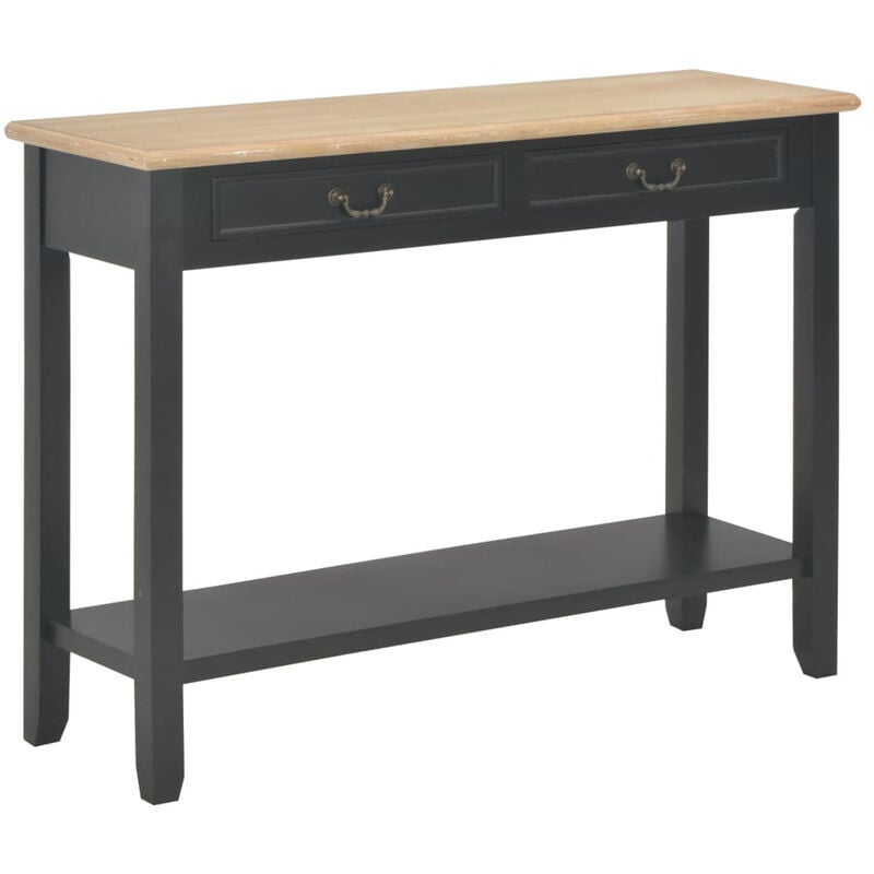 

Happyshopping - Mesa consola de madera negro 110x35x80 cm