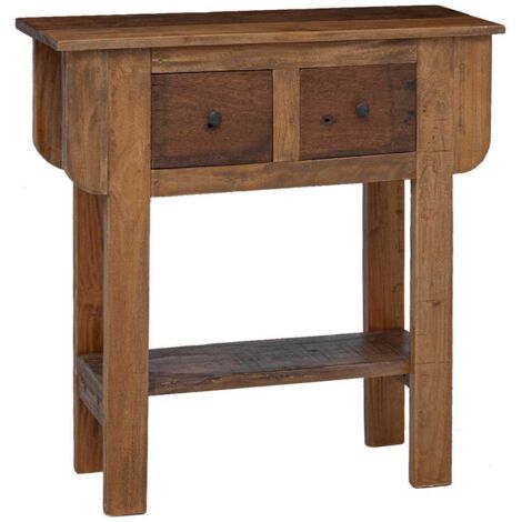 Mesa consola de madera reciclada mixta 80x35x80 cm