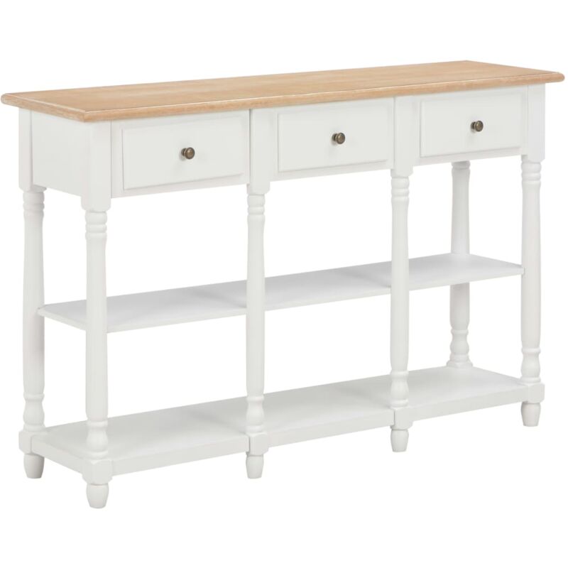 

vidaXL Mesa Consola de MDF 120x30x76 cm Blanca y Color Madera Natural - Blanco
