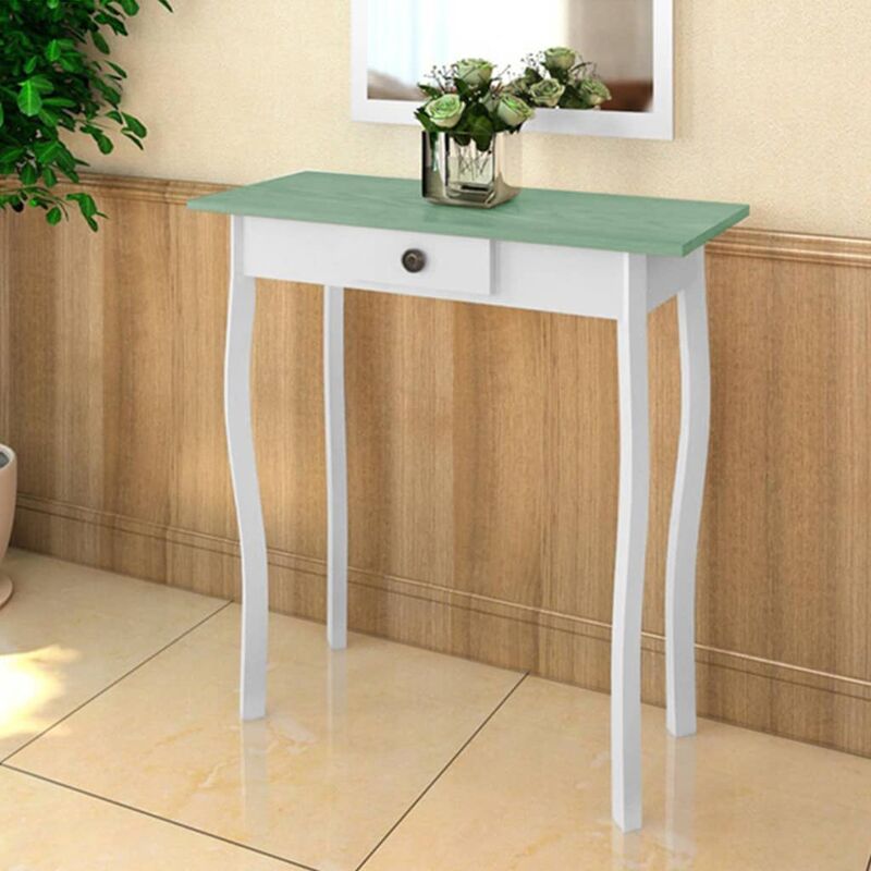 

Mesa consola de MDF blanca y verde grisáceo