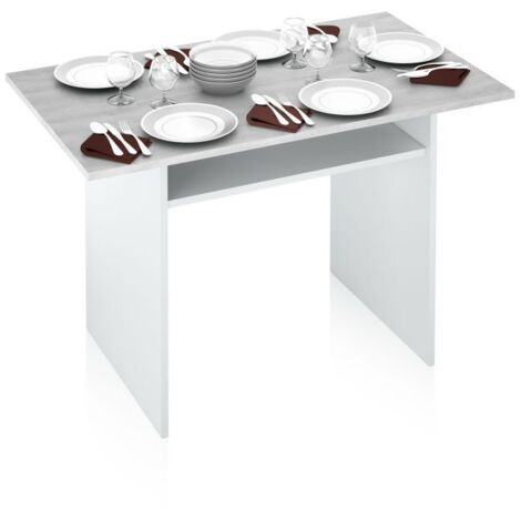 Mesa consola desplegable Tavolo blanco mate y cemento 77/75x120x35x70 cm