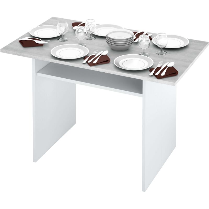 

Consola mesa desplegable cocina estrecha cemento y blanco moderno 120x35x77 cm