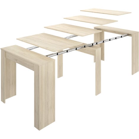 Mesa de comedor Bailen multifunción extensible en madera natural de 77 cm(alto), 54-101-147-194-240 cm(ancho), 90 cm(largo)