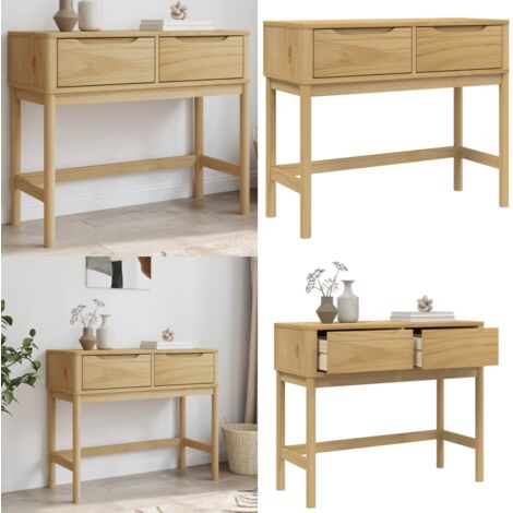 Mesa consola FLORO madera maciza de pino marrón 89,5x36,5x73 cm - Mesa de recibidor - Madera maciza