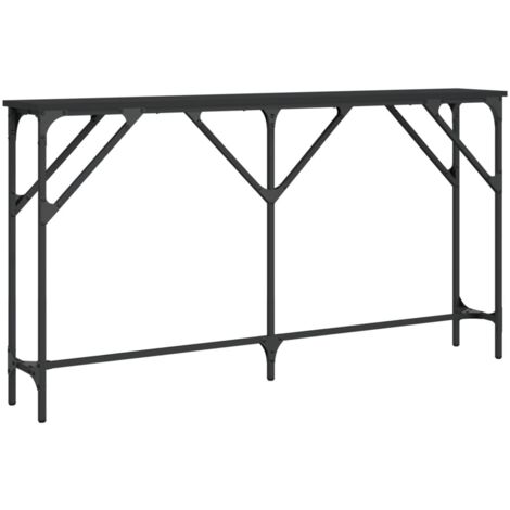 Mesa consola funcional y elegante 140 x 23 x 75 cm madera contrachapada negra y metal DEC032108