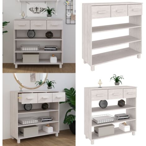 Mesa consola HAMAR madera maciza de pino blanco 90x35x90 cm - Mesa de vestíbulo - Mesa de consola