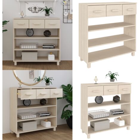 Mesa consola HAMAR madera maciza pino marrón miel 90x35x90 cm - Mesa de entrada - Mesa de madera